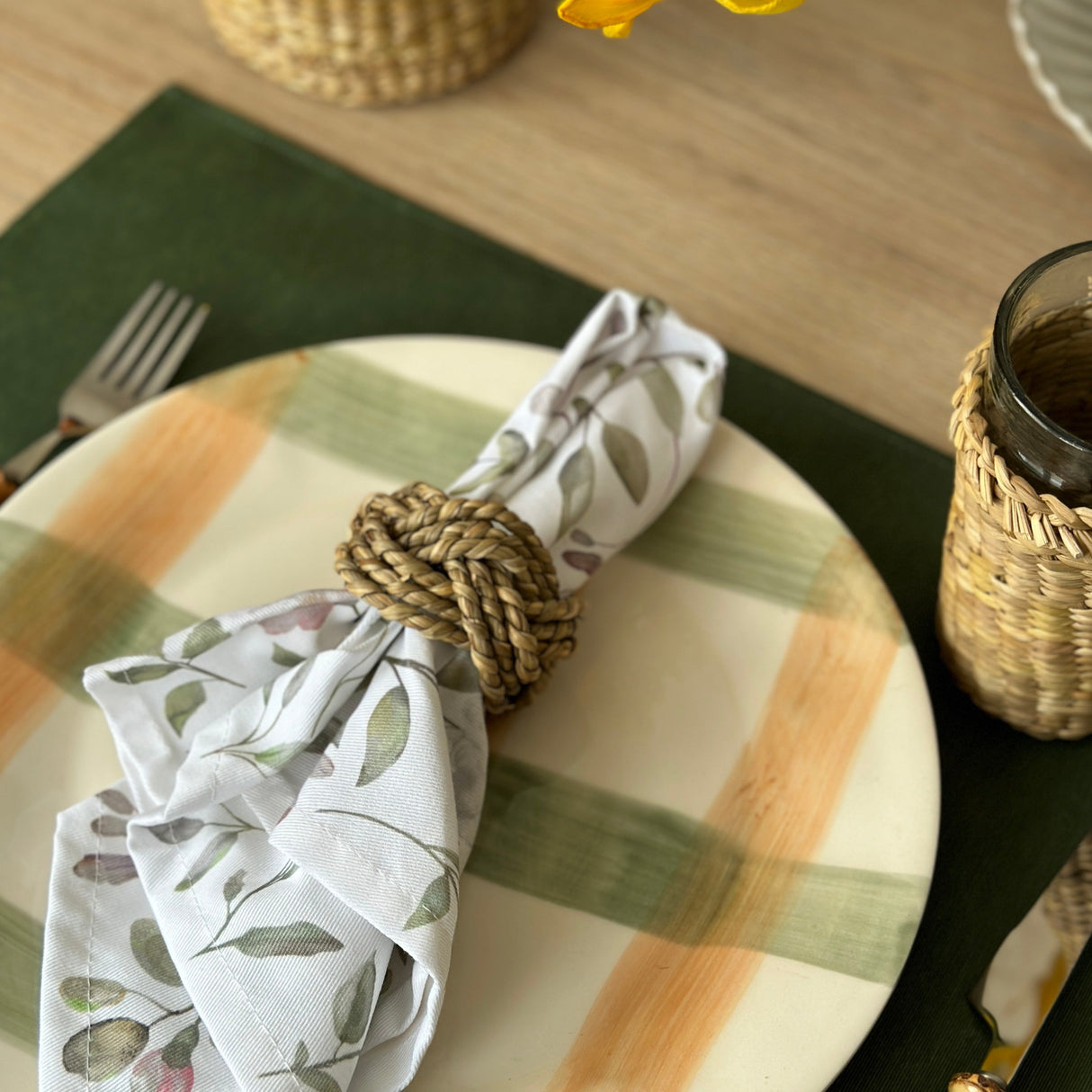 Set 4 Individuales antimanchas Loneta Verde