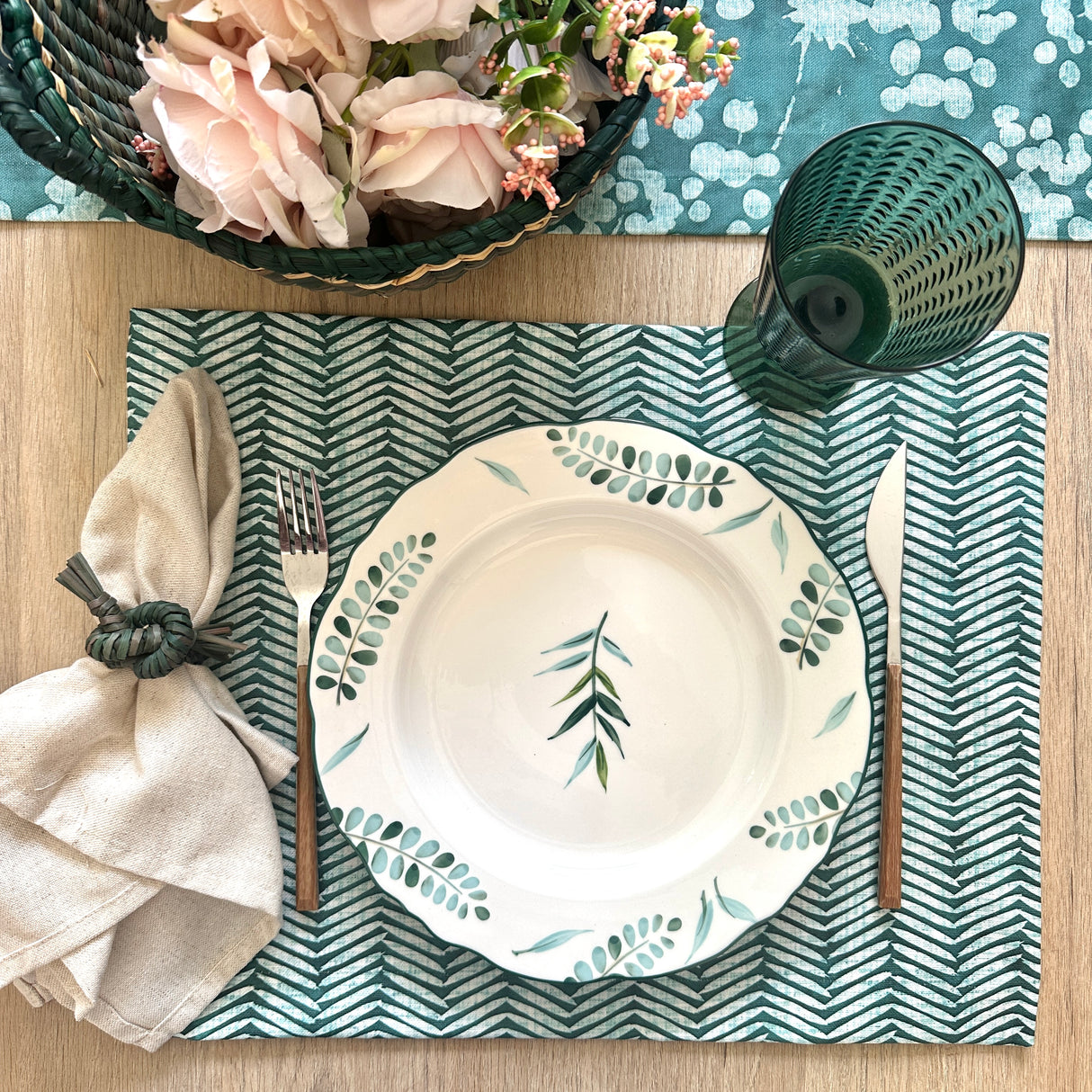 Set 4 Individuales antimanchas Espiga verde + Panera