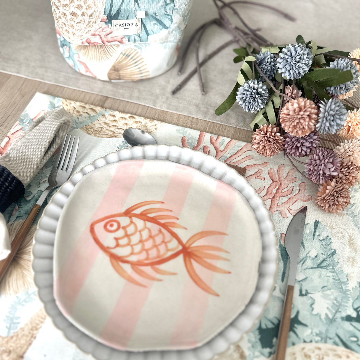 Set 4 Individuales antimanchas Arrecife + Camino beige