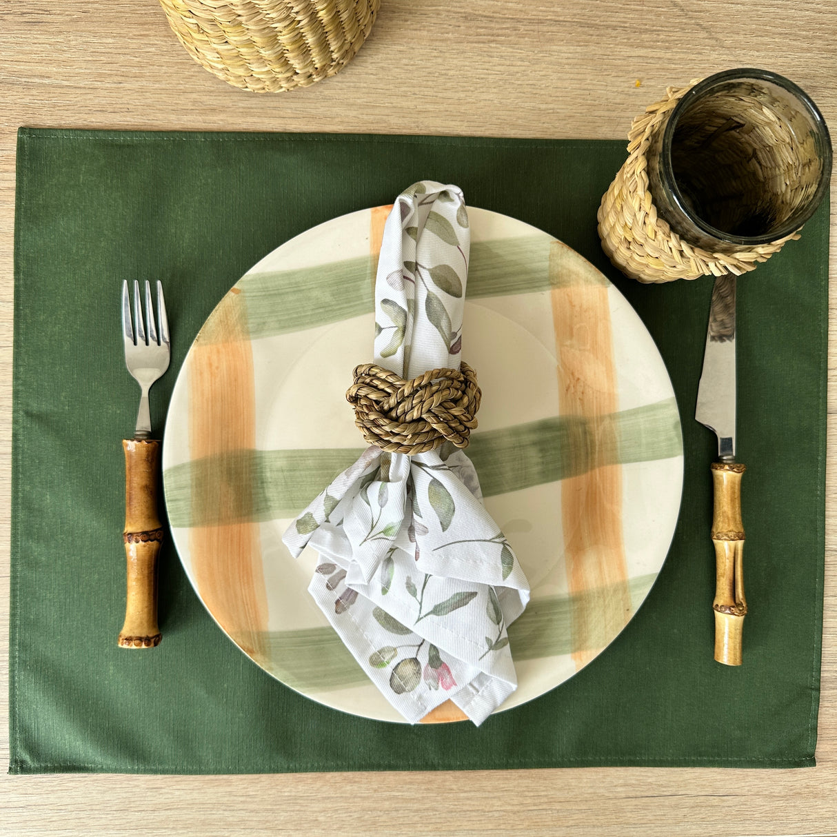 Set 4 Individuales antimanchas Loneta Verde