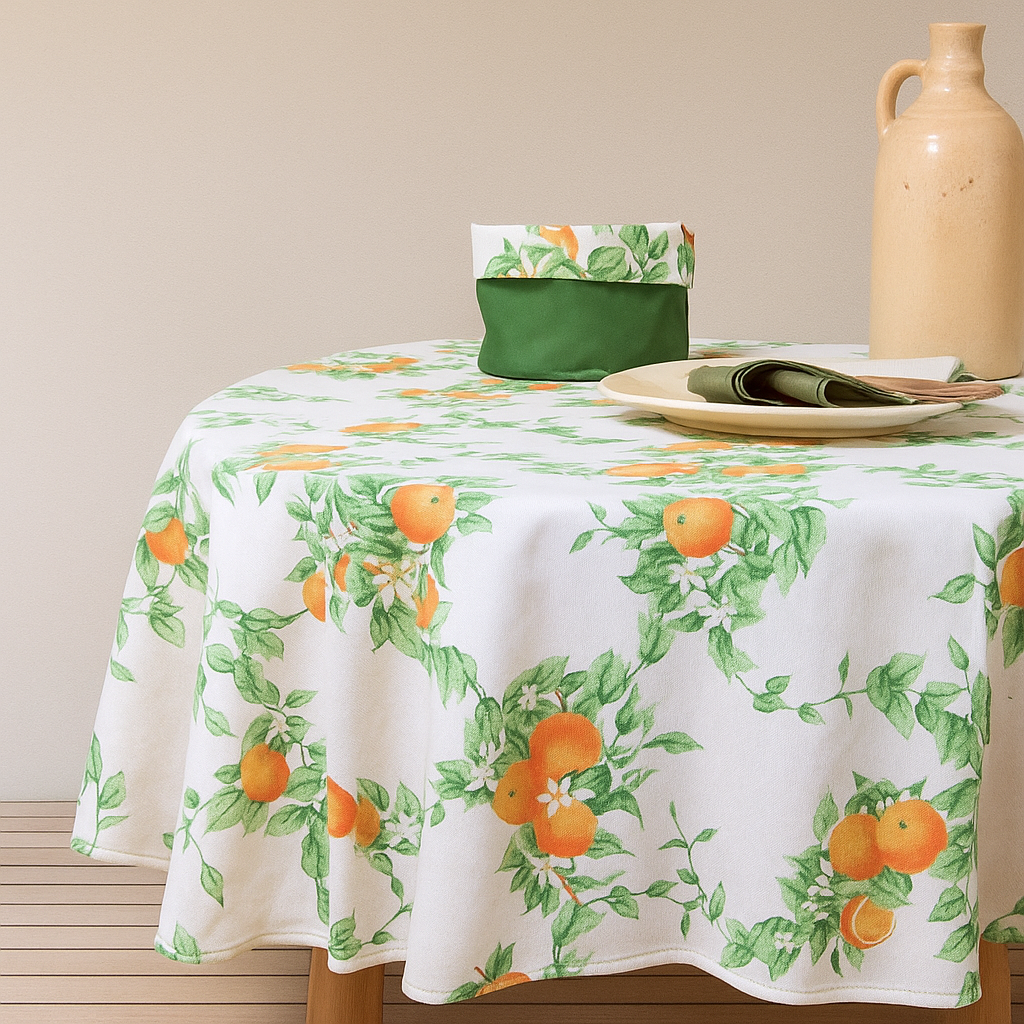 Mantel redondo antimanchas Naranjas