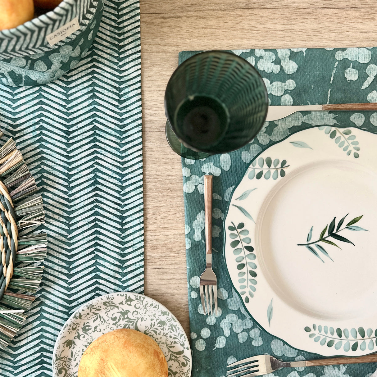 Set 4 Individuales antimanchas Cotton verde