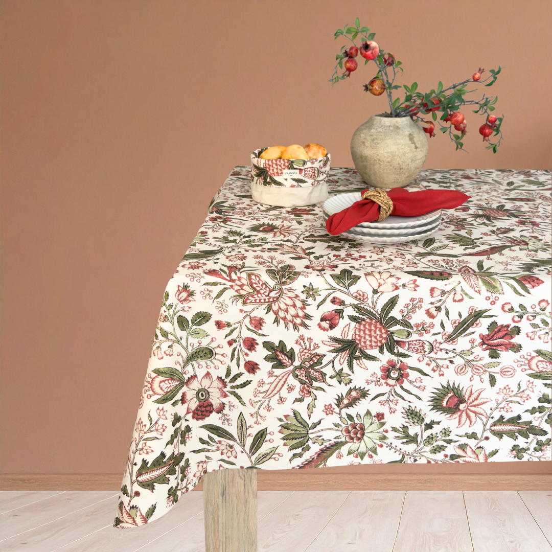 Mantel antimanchas cuadrado Barroco verde