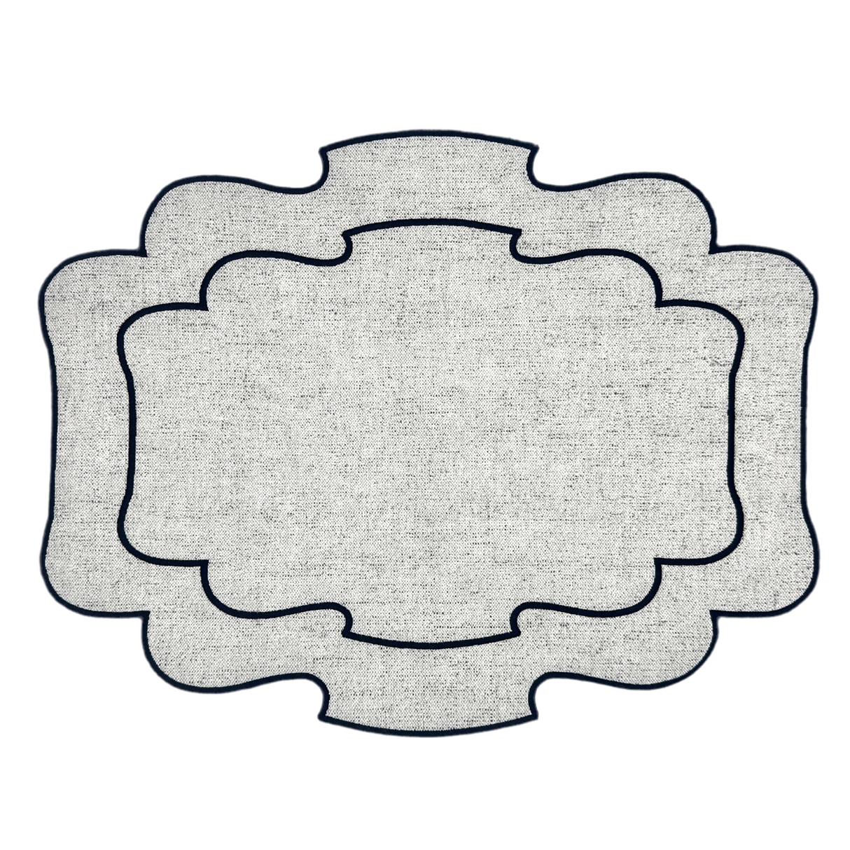 Individual antimanchas rectangular bordado ondas gris y marino