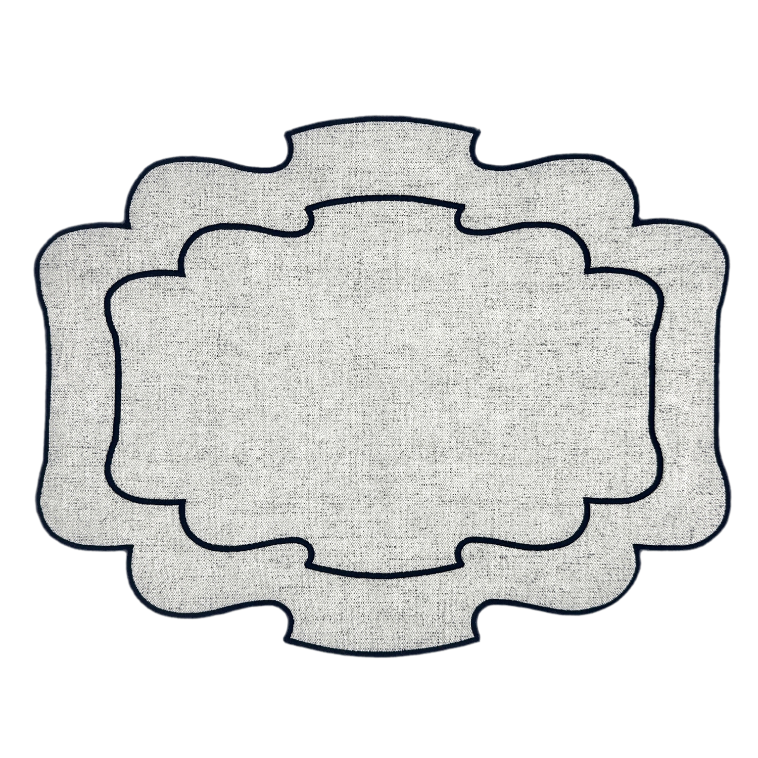 Individual antimanchas rectangular bordado ondas gris y marino