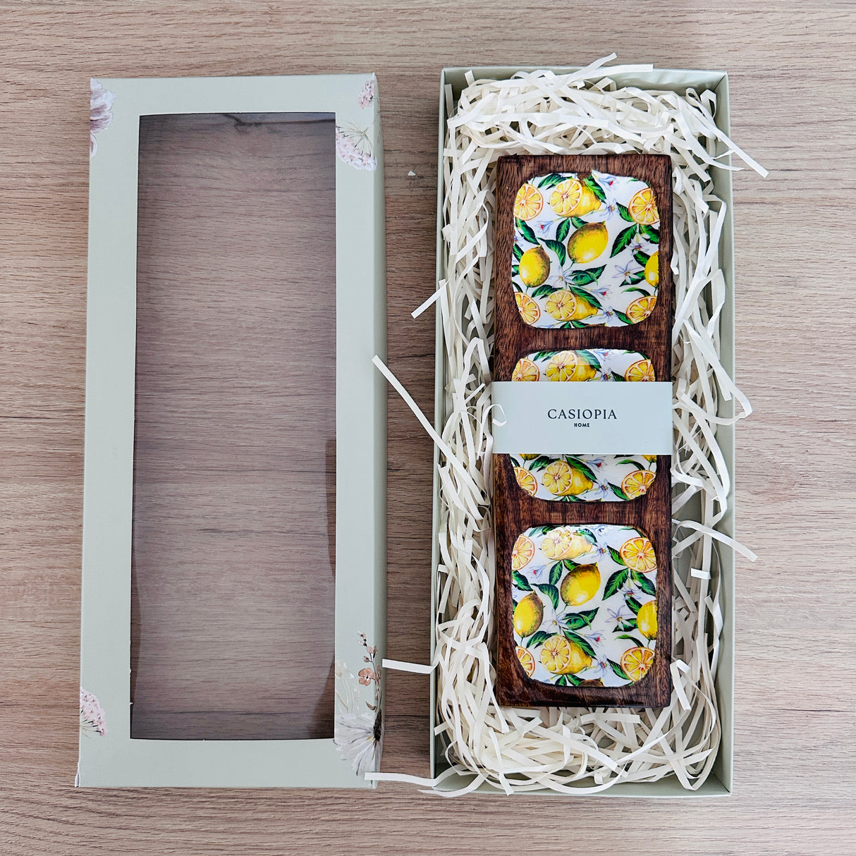 Bandeja rectangular Limones con 3 divisiones