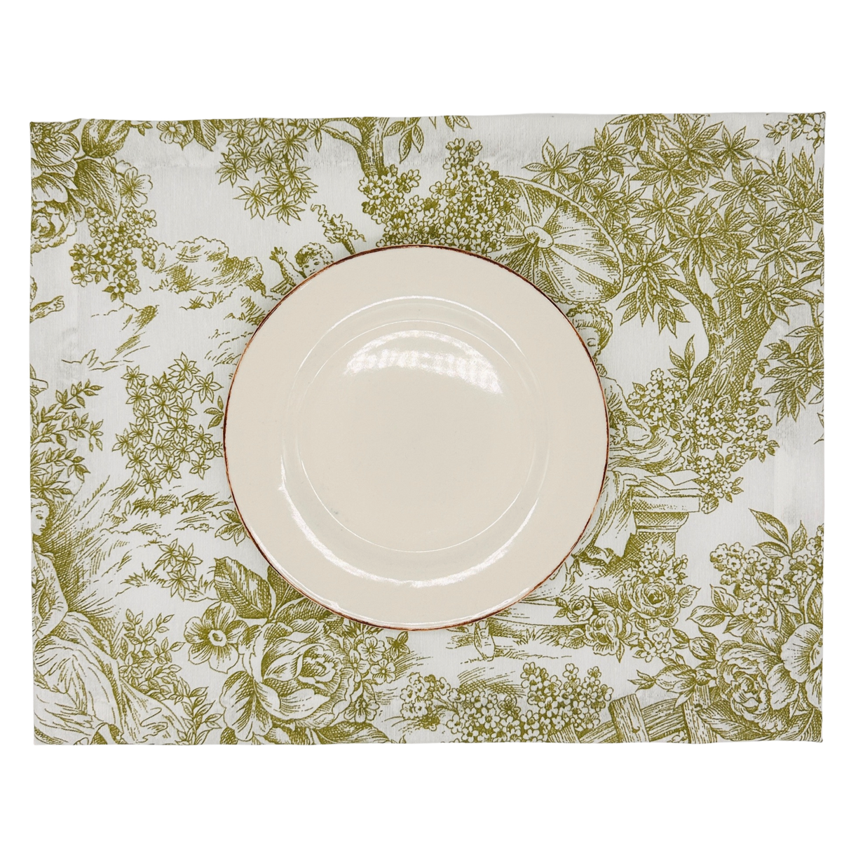 Set 4 Individuales antimanchas Toile de Jouy Verde