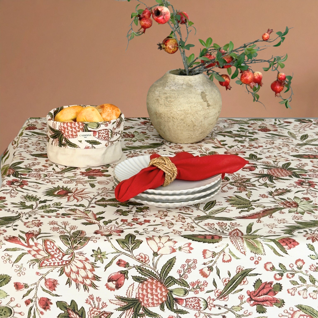 Mantel antimanchas cuadrado Barroco verde