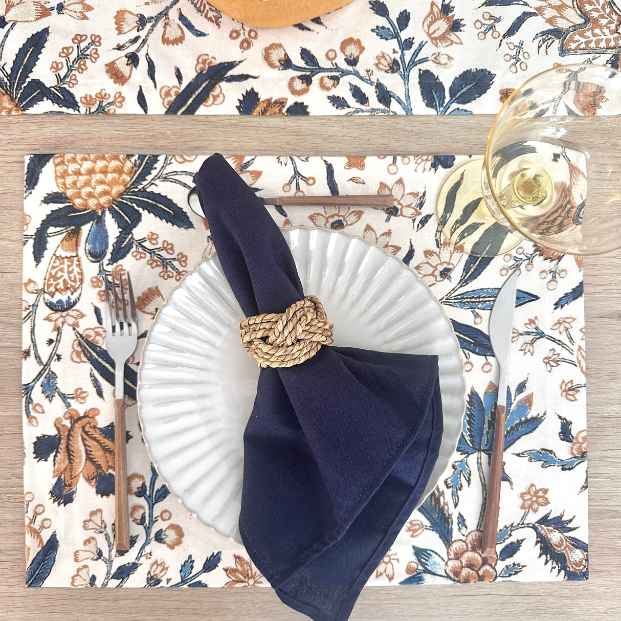 Set 4 Individuales antimanchas Barroco azul