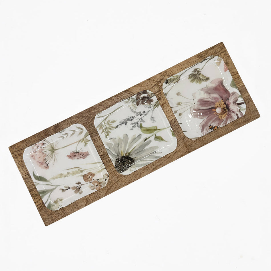 Bandeja rectangular Natura con 3 divisiones