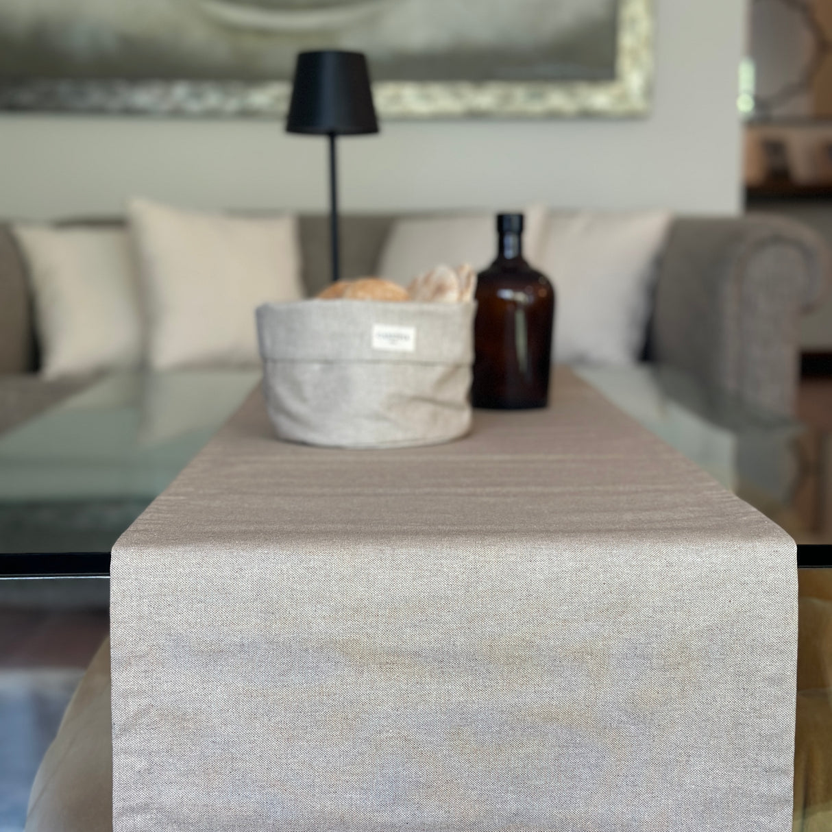 Camino de mesa antimanchas Panamá Beige Rústico