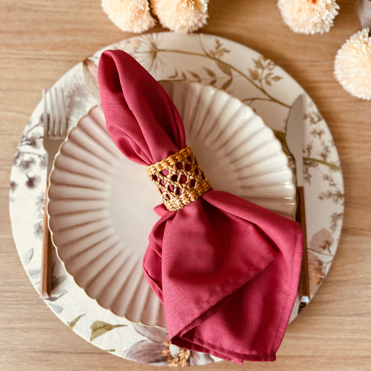 Set 4 Servilletas algodón rosa viejo