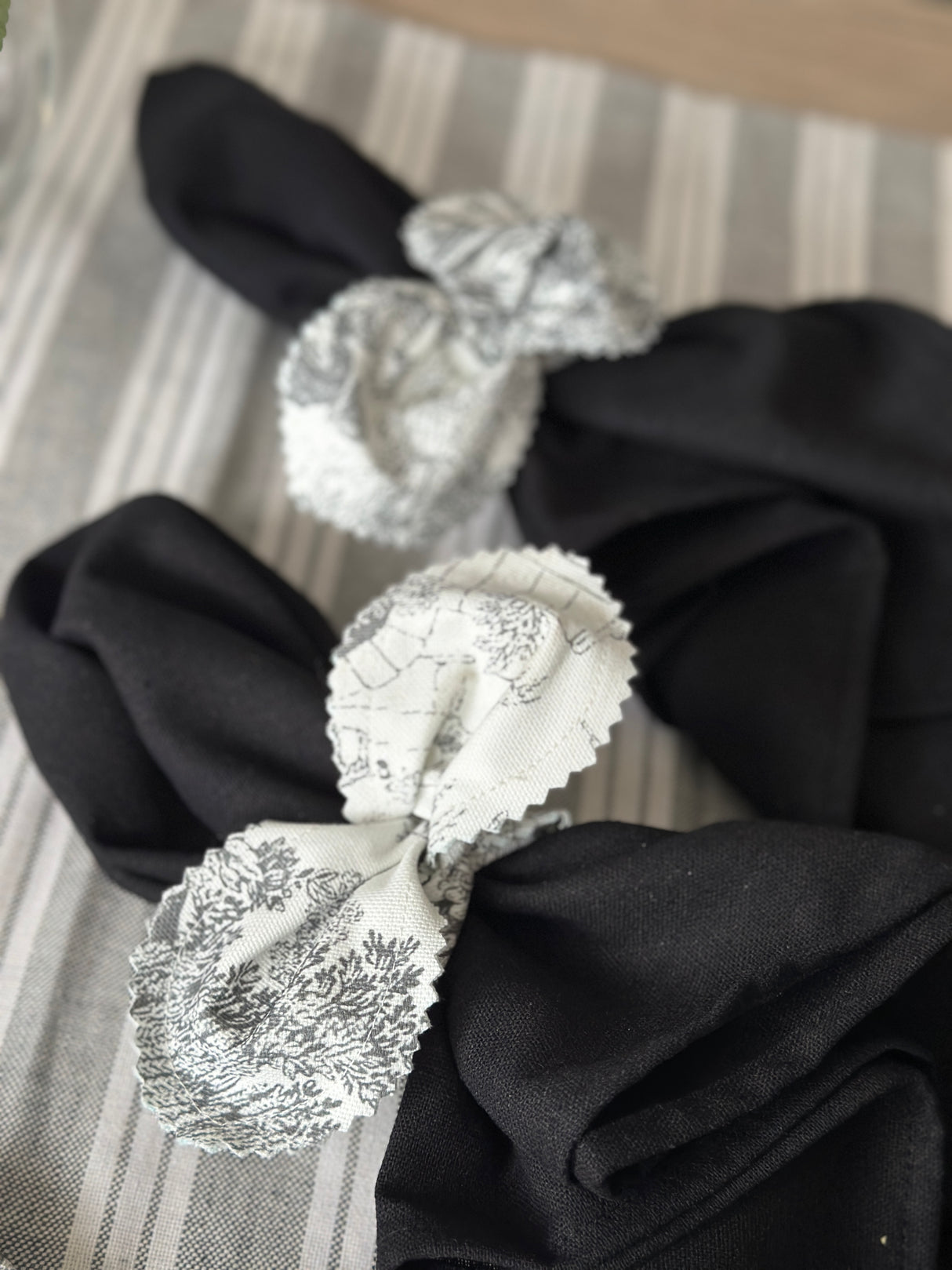 Set 4 servilleteros Toile de Jouy negro