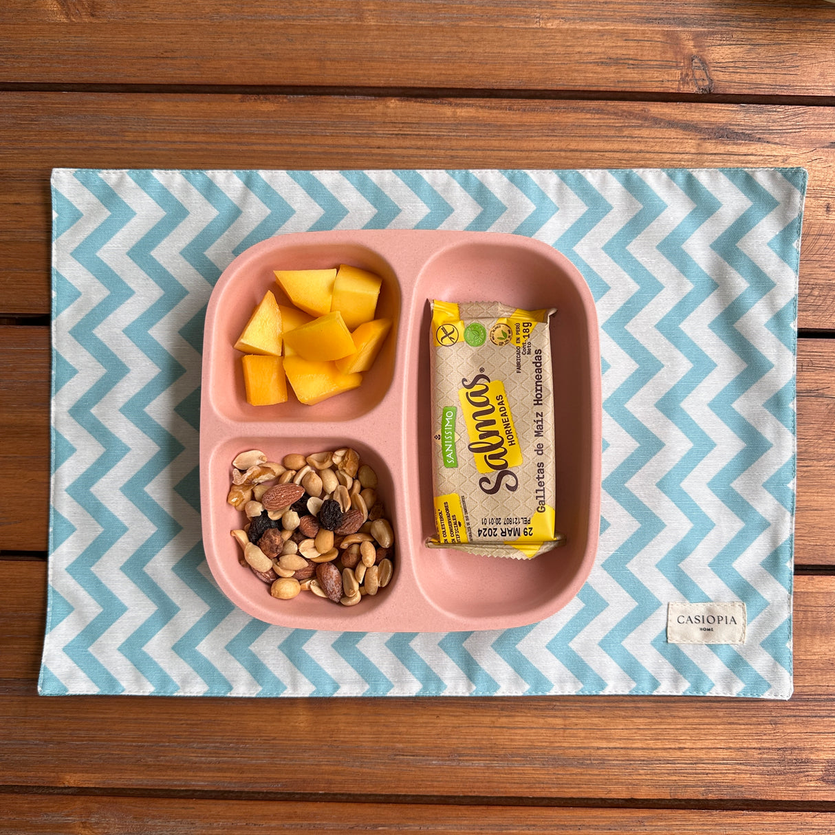 Individual lonchera antimanchas reversible Zig Zag Verde