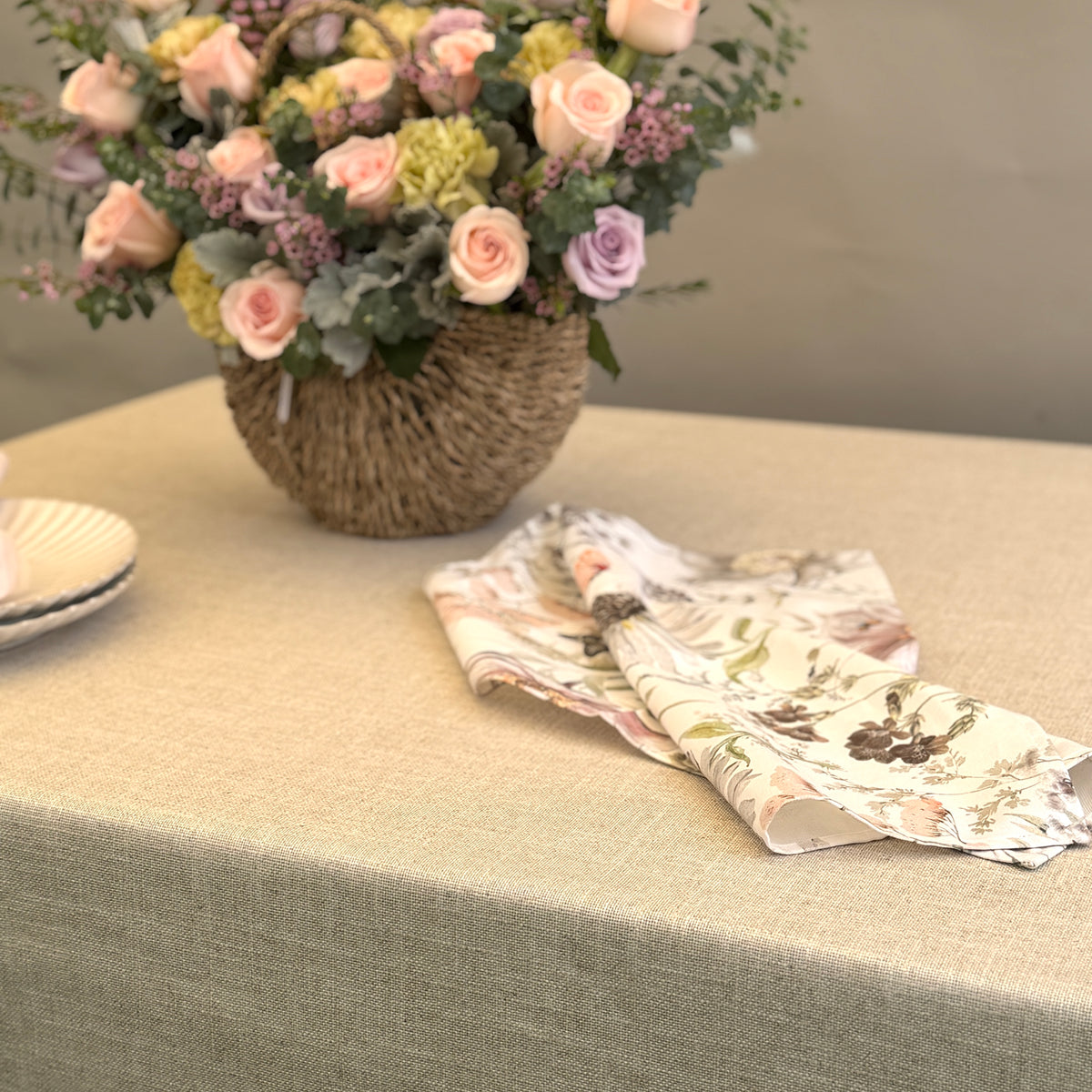 Mantel antimanchas cuadrado Viscolino beige