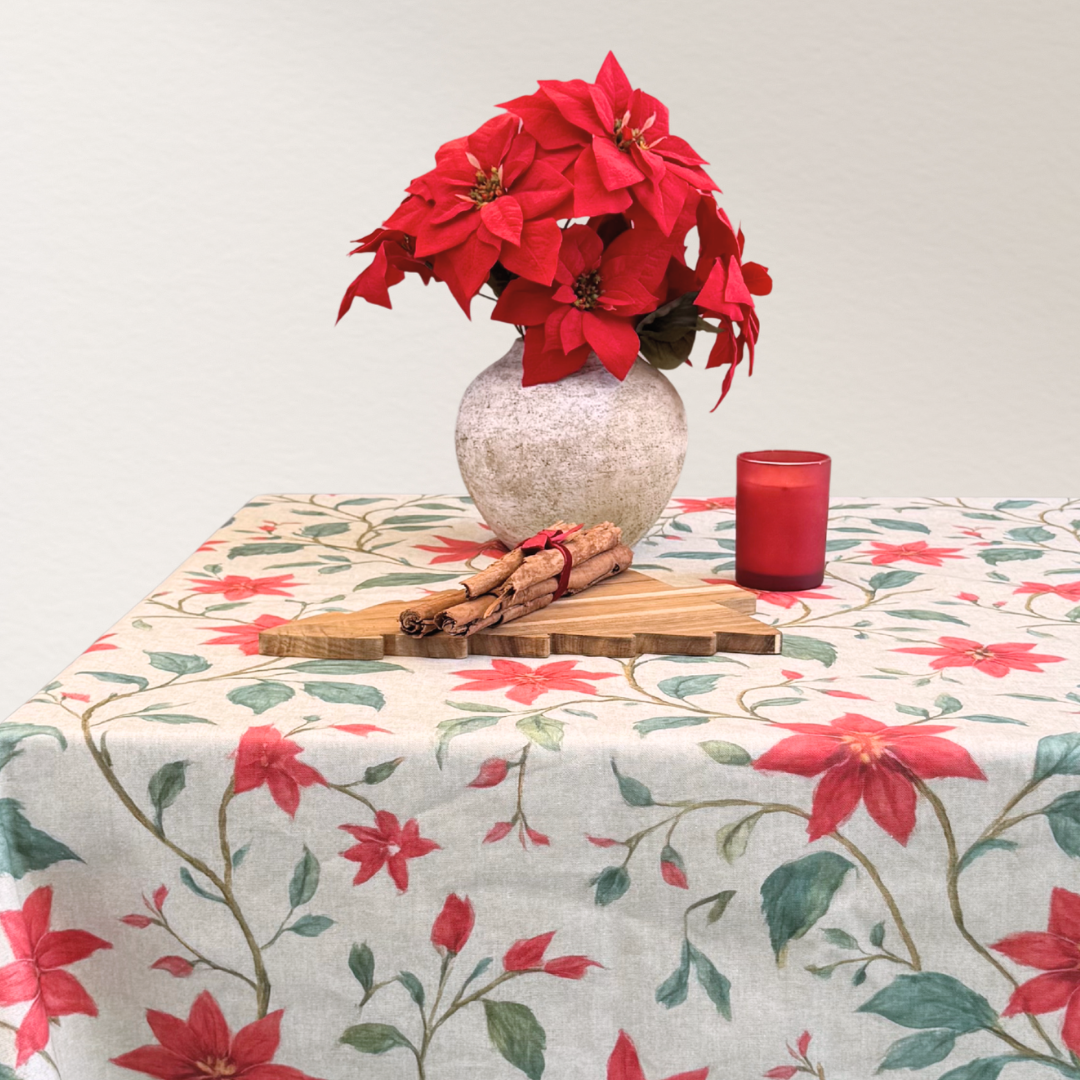 Mantel antimanchas rectangular Flor de Pascua