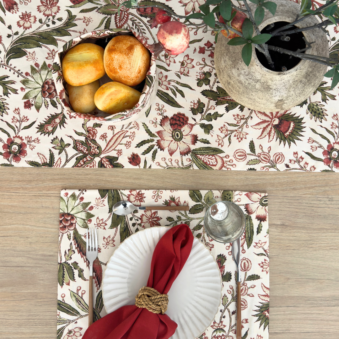 Set 4 Individuales antimanchas Barroco verde