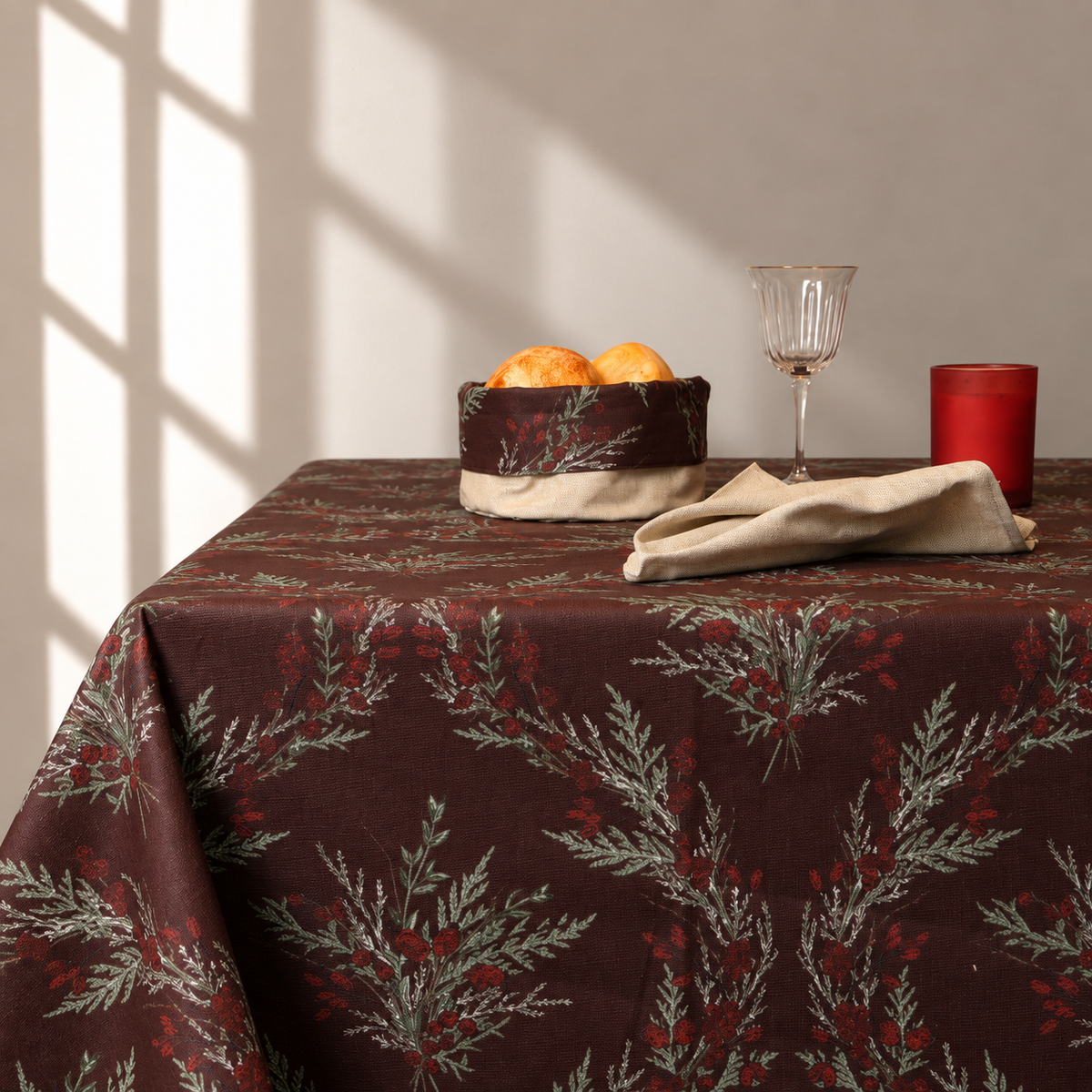 Mantel antimanchas rectangular Crown Burdeos