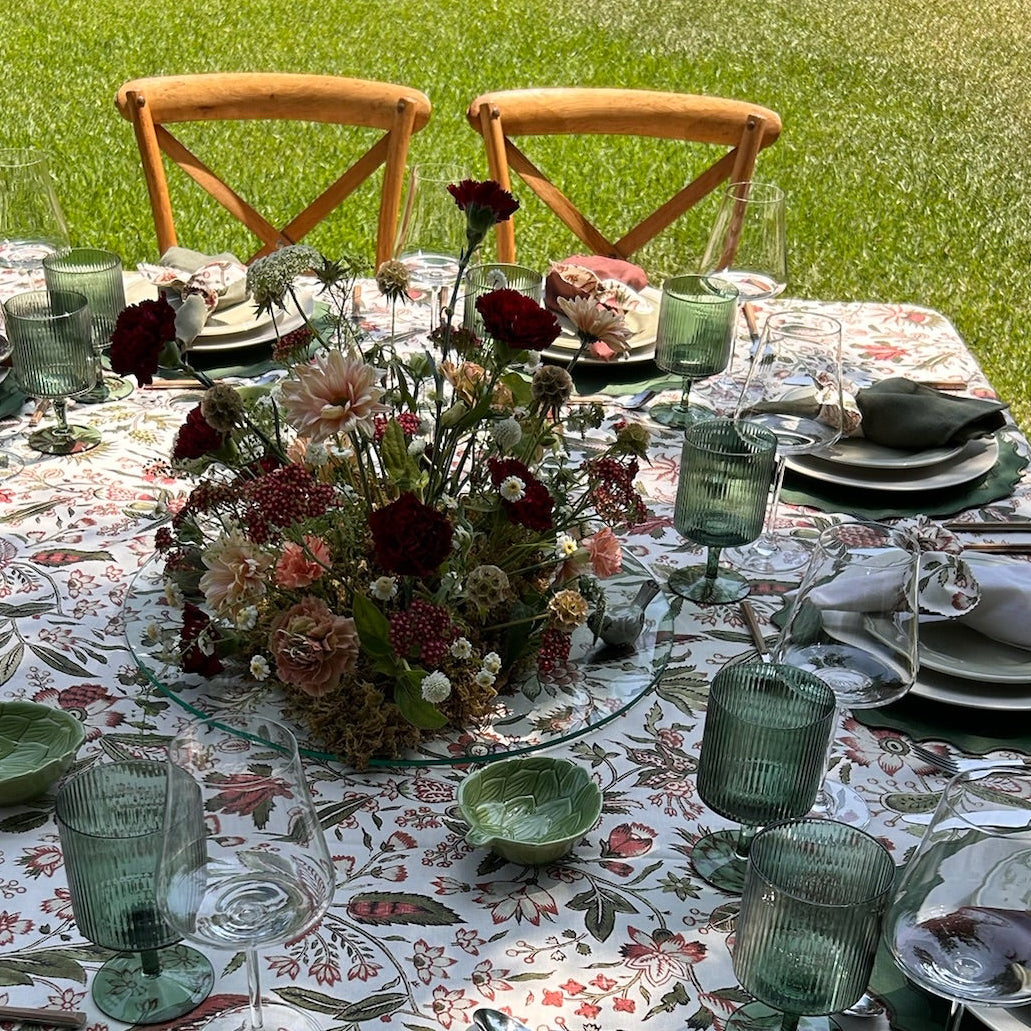 Mantel antimanchas rectangular Barroco Verde