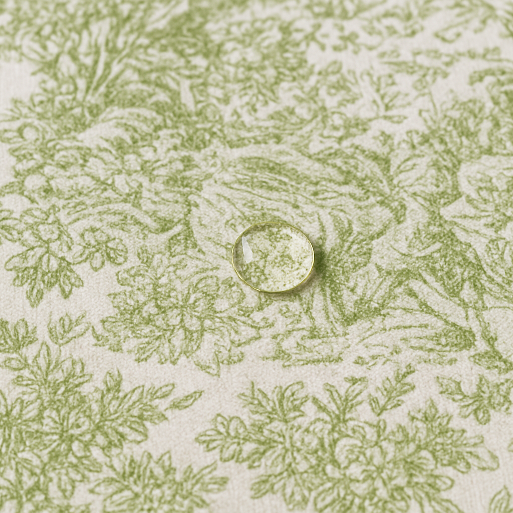 Mantel antimanchas rectangular Toile de Jouy verde