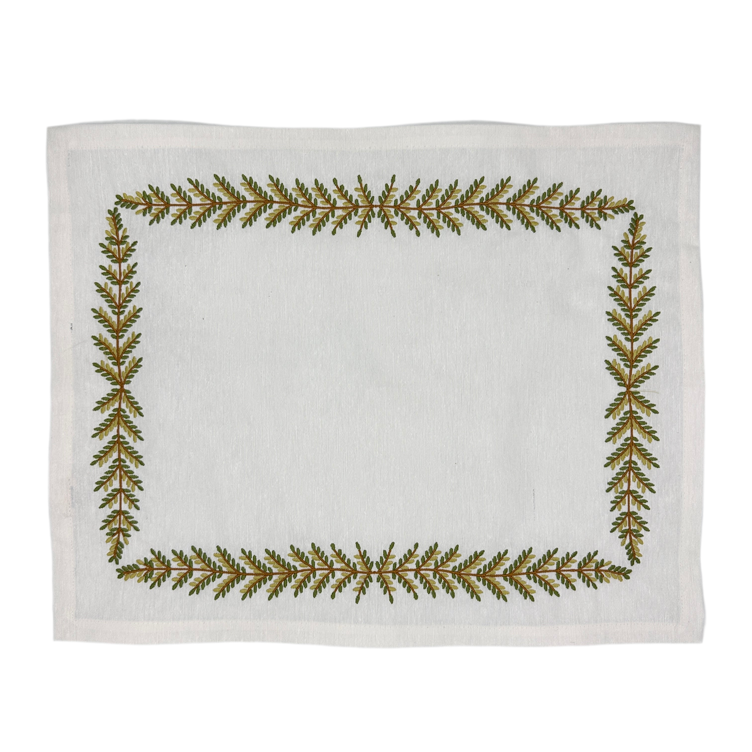 Individual antimanchas blanco bordado hojas