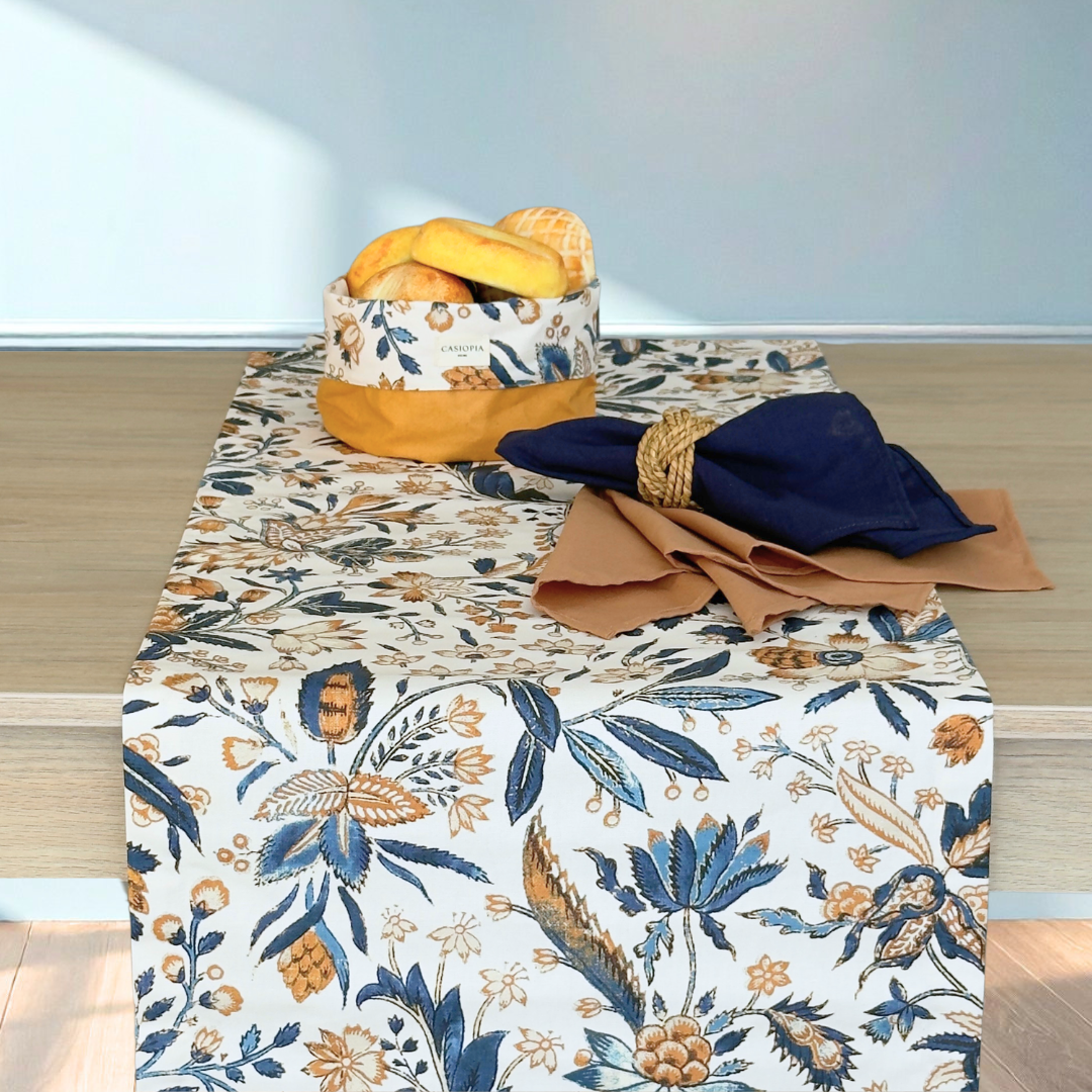 Camino de mesa antimanchas Barroco azul