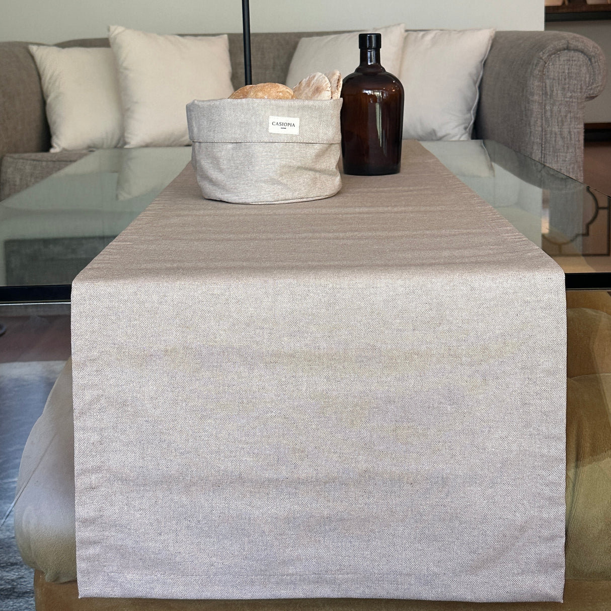 Camino de mesa antimanchas Panamá Beige Rústico