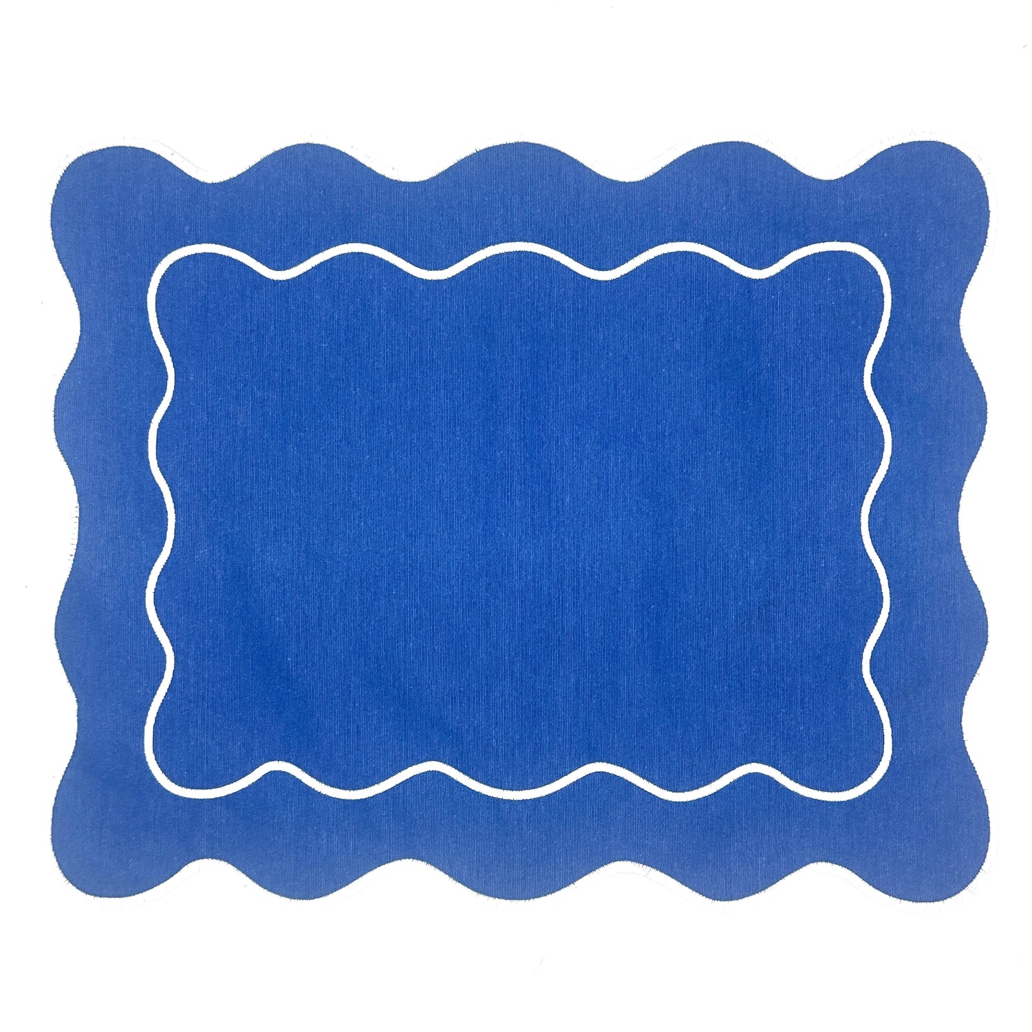 Individual antimanchas rectangular bordado ondas azul y blanco