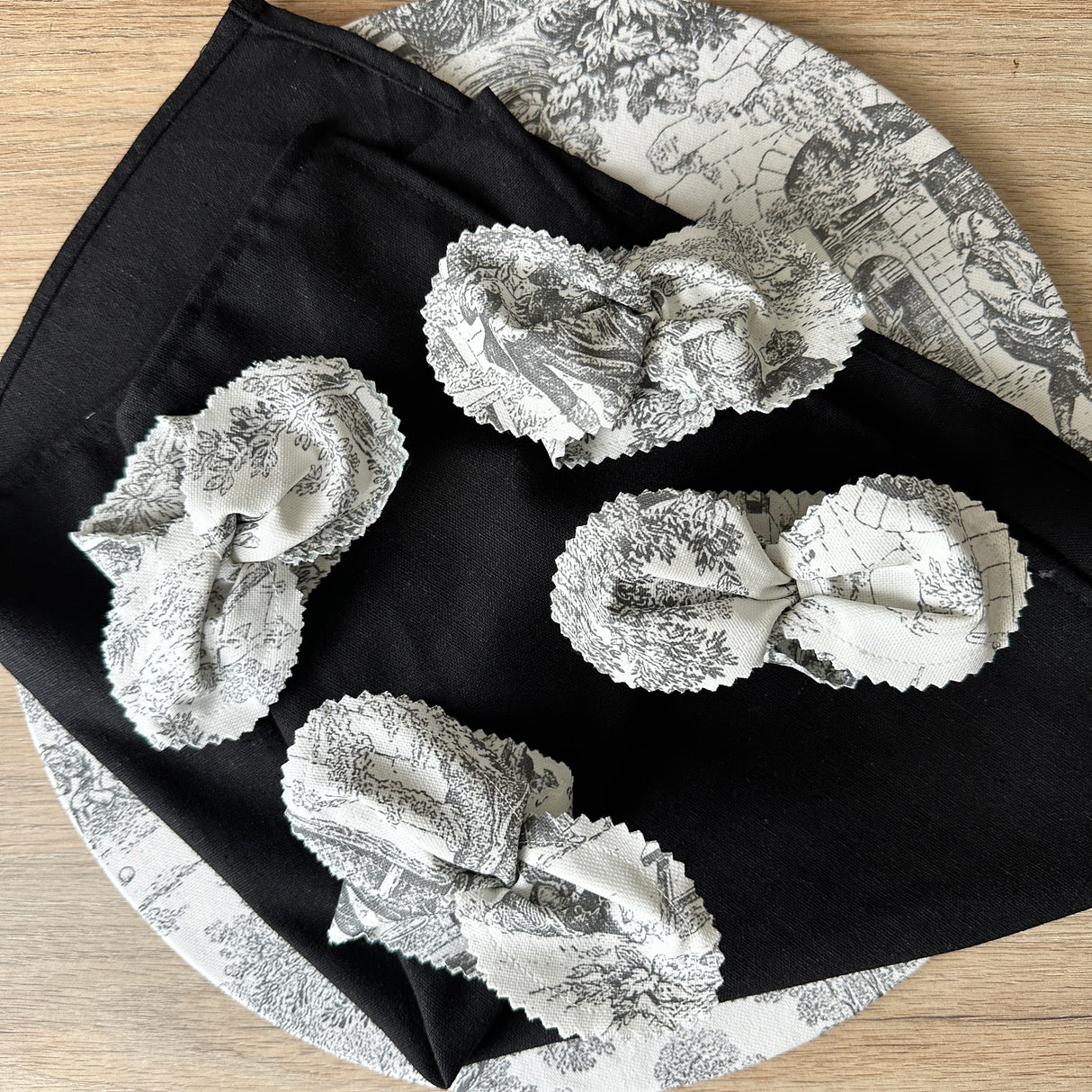 Set 4 servilleteros Toile de Jouy negro