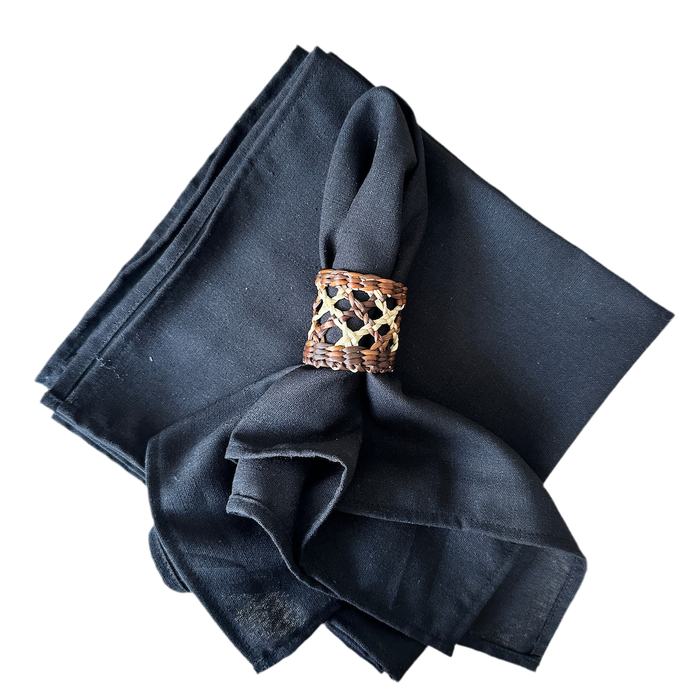 Set 4 Servilletas algodón negras