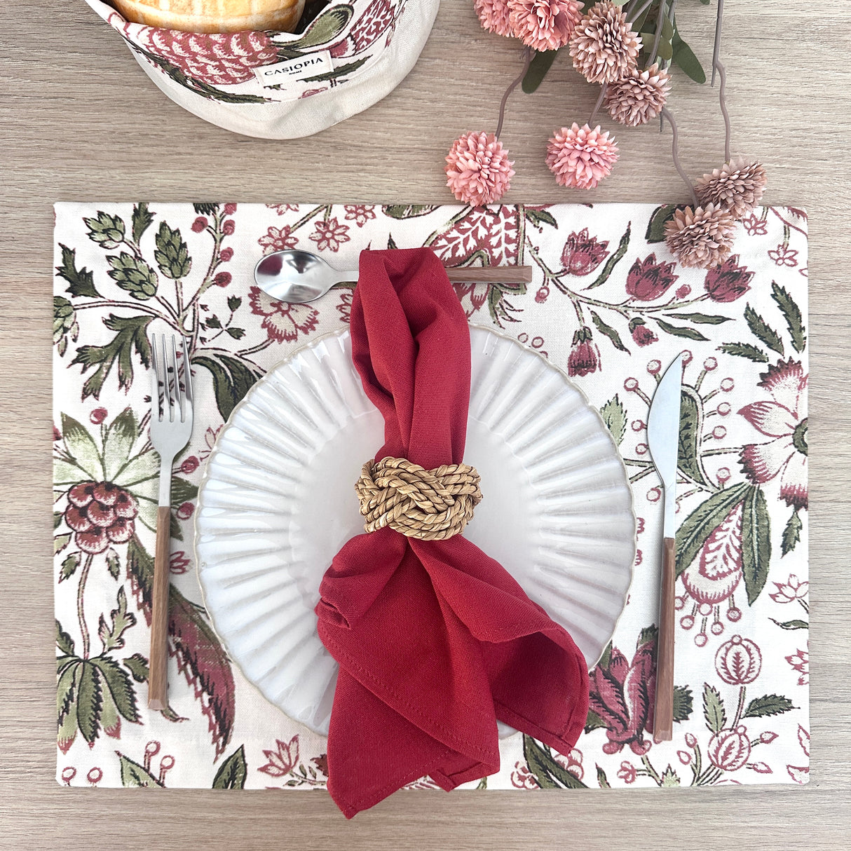 Set 4 Individuales antimanchas Barroco verde