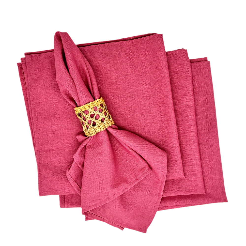 Set 4 Servilletas algodón rosa viejo