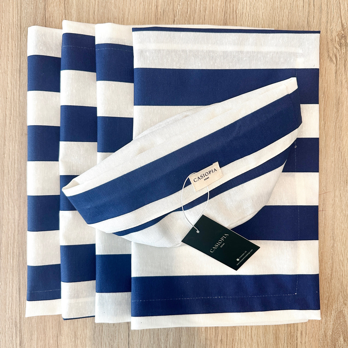 Set 4 Individuales antimanchas Rayas marino+ Panera Rayas marino