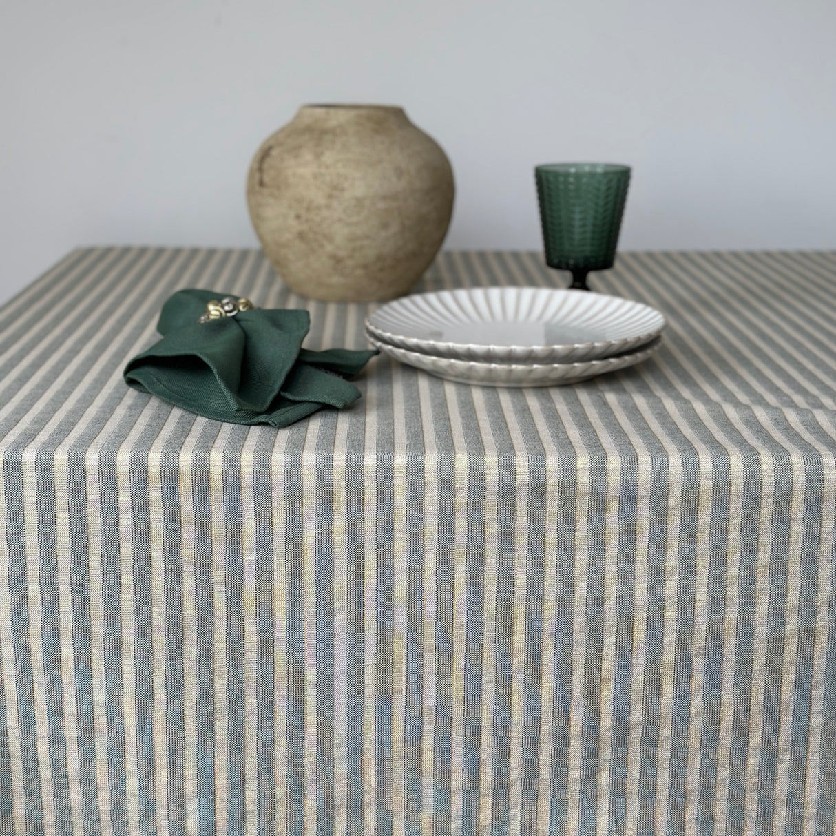 Mantel antimanchas rectangular Lúrex verde