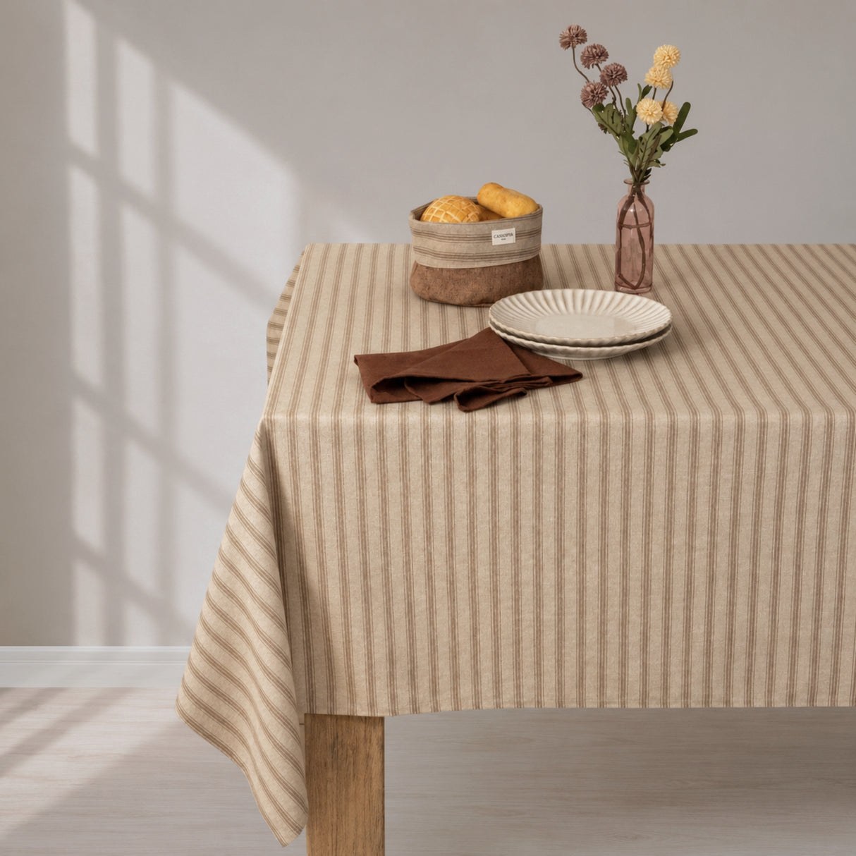 Mantel rectangular antimanchas Crucero beige