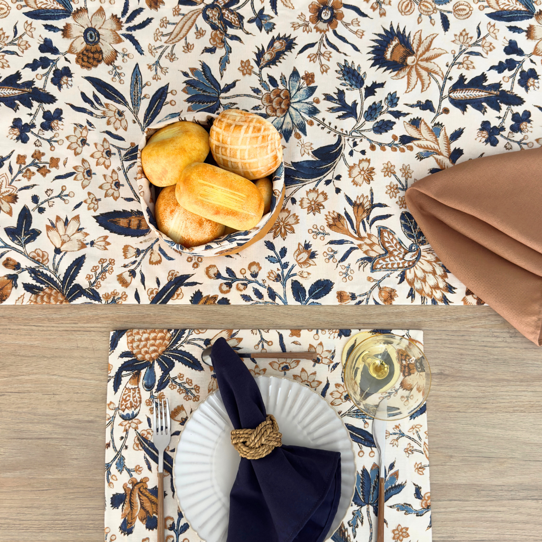 Set 4 Individuales antimanchas Barroco azul