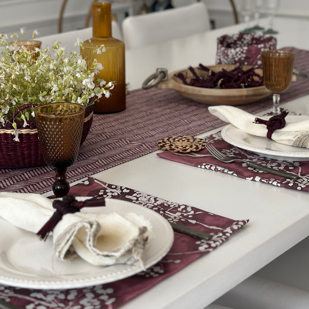 Set de 2 servilleteros junco vino