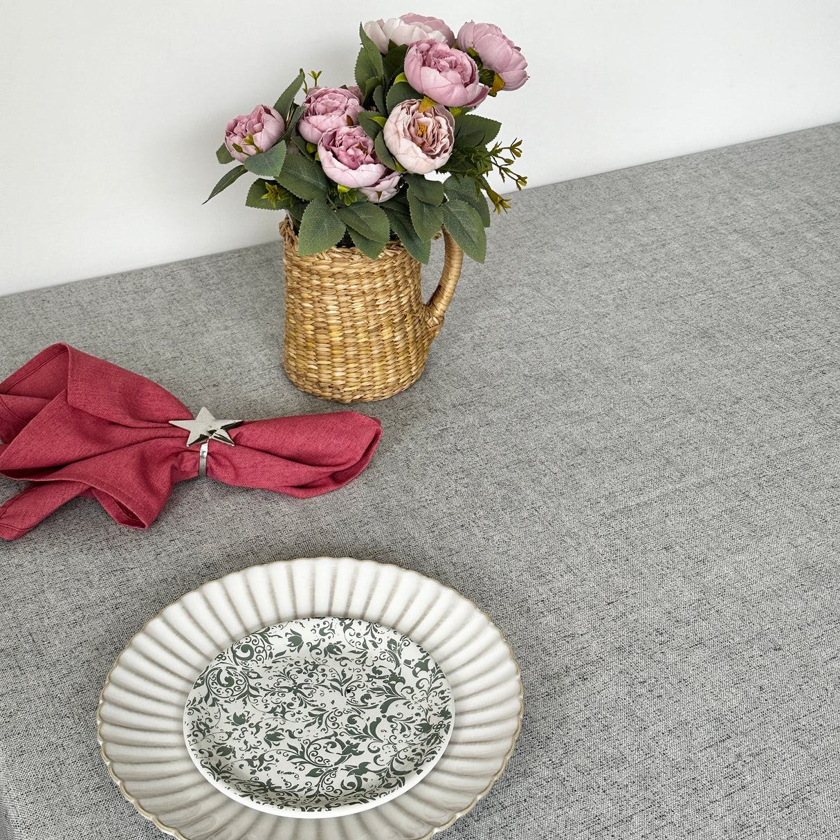 Mantel rectangular antimanchas Loneta Gris