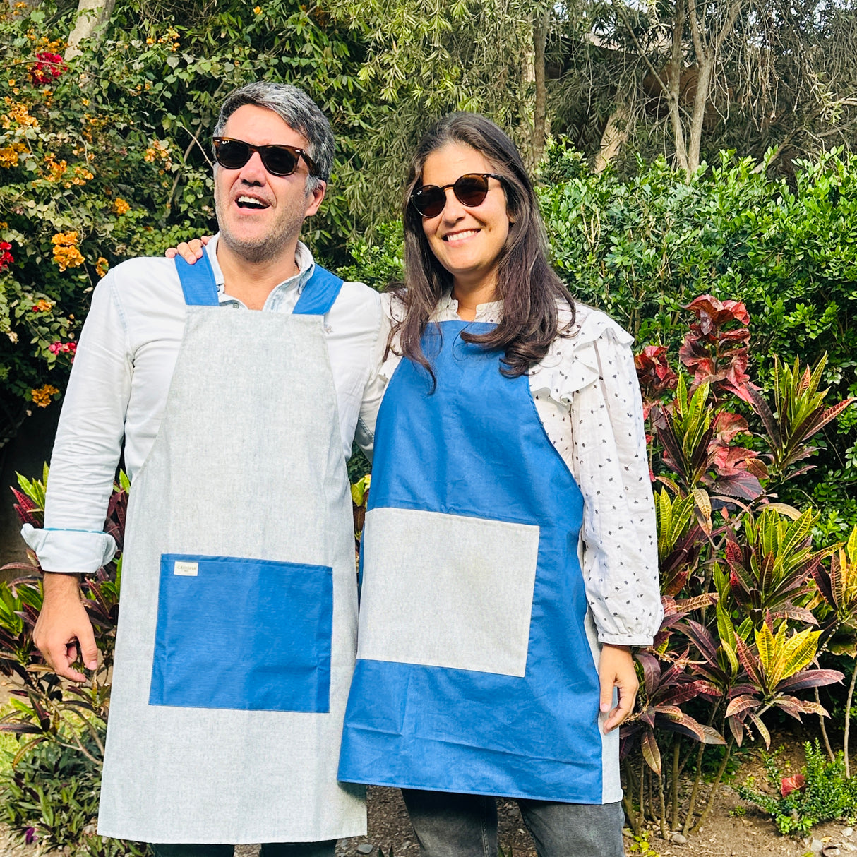 Mandil antimanchas Loneta Añil Mujer