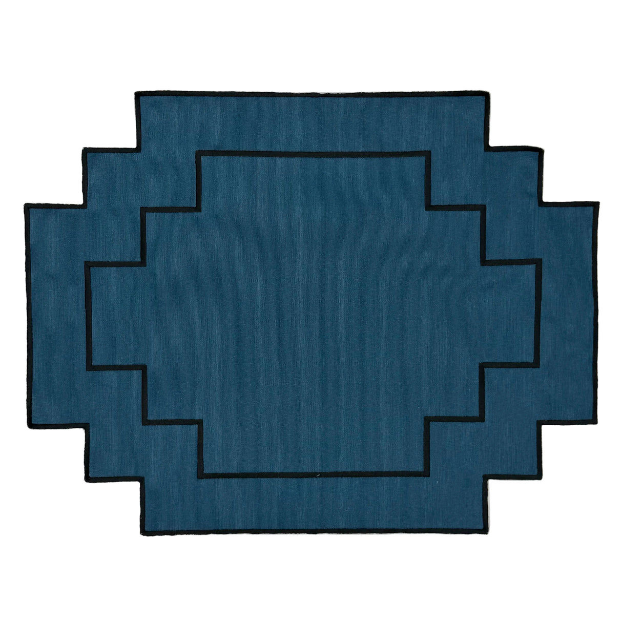 Individual antimanchas bordado escalera azul y negro