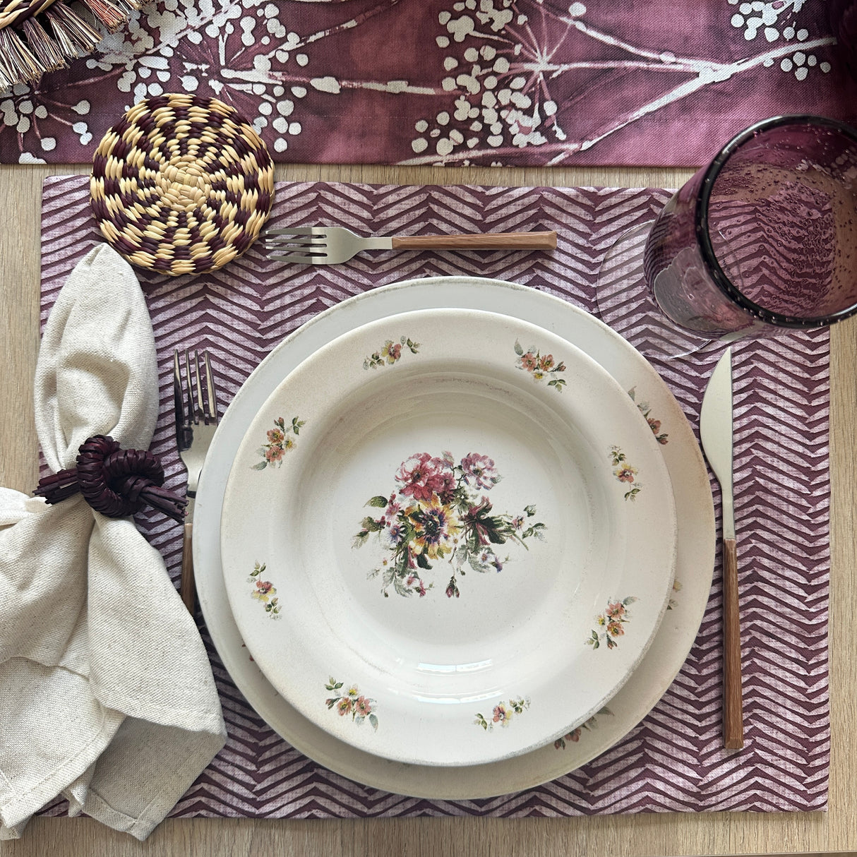 Set 4 Individuales antimanchas Espiga vino + Panera