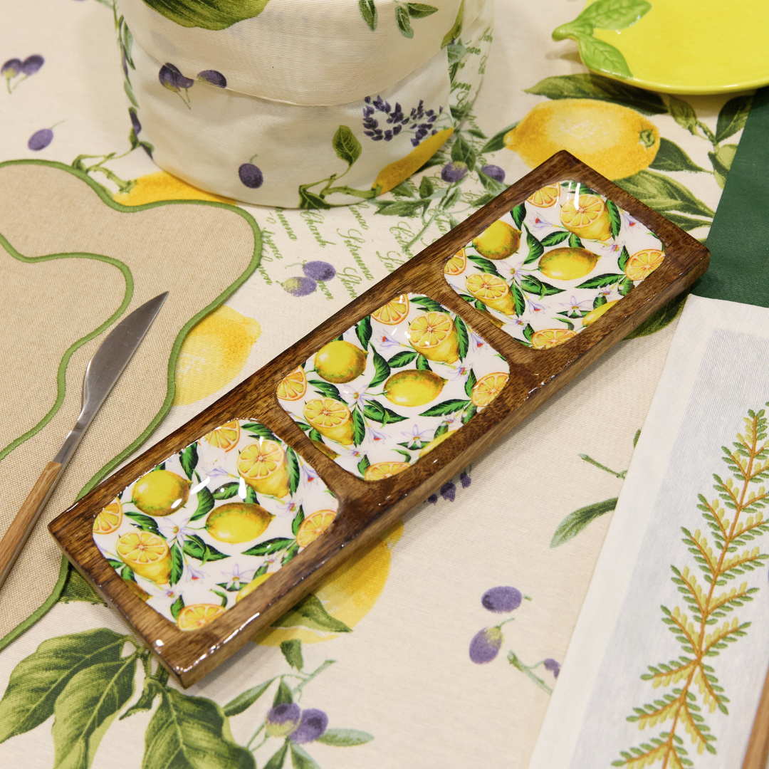 Bandeja rectangular Limones con 3 divisiones