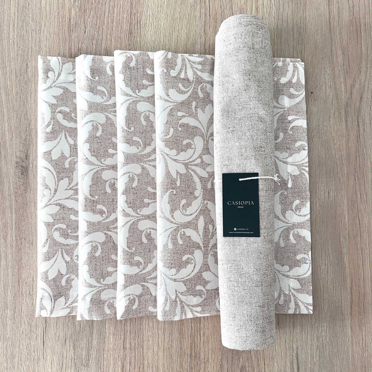 Set 4 Individuales antimanchas Vistalegre + Camino de mesa beige