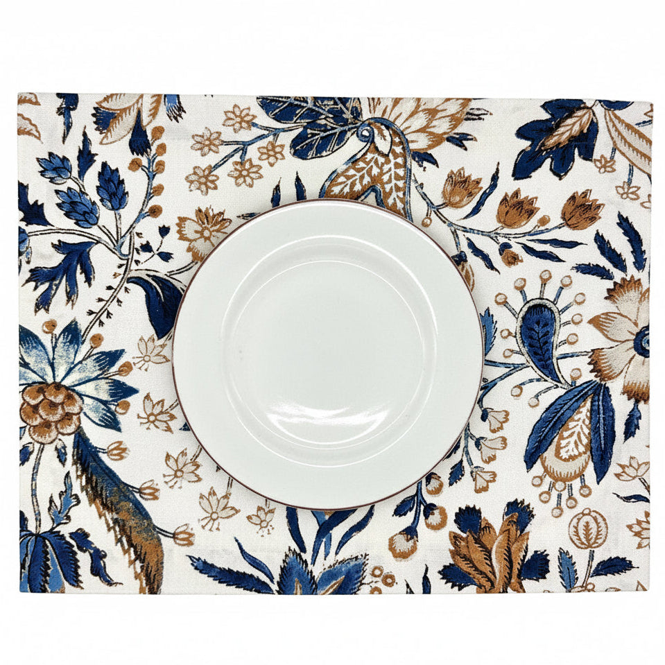 Set 4 Individuales antimanchas Barroco azul