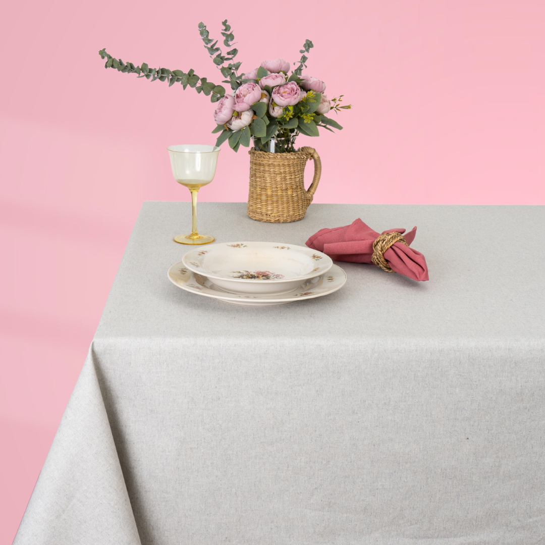 Mantel antimanchas cuadrado Panamá Gris Rústico