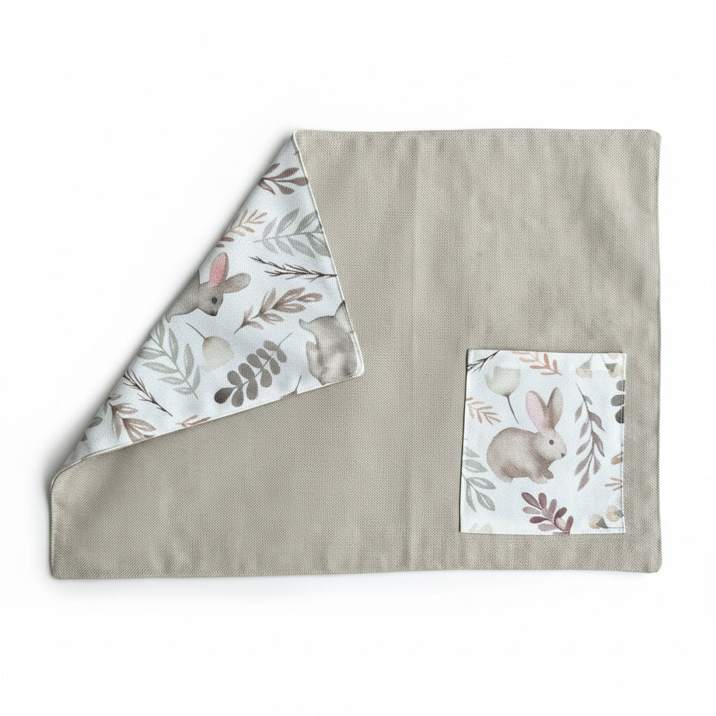 Individual lonchera antimanchas reversible conejitos