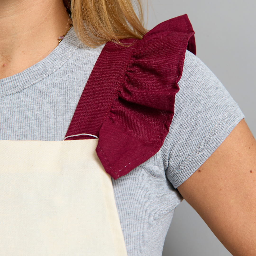 Mandil antimanchas Toile de Jouy granate