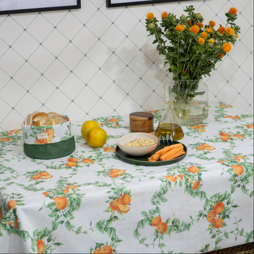 Mantel rectangular antimanchas Naranjas