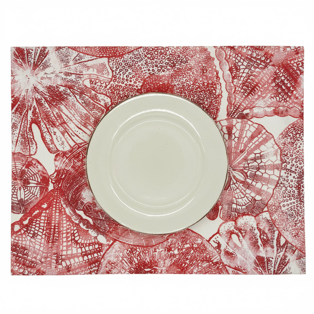 Set 4 Individuales antimanchas Caracolas rojo