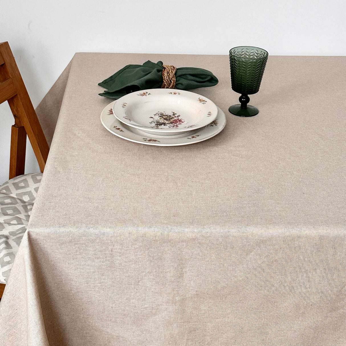Mantel antimanchas rectangular Panamá Beige rústico